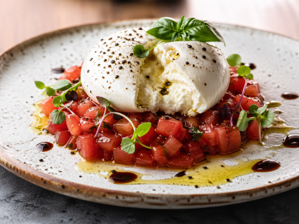 Tartare de tomates et burrata